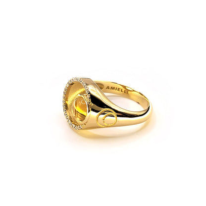 Yellow Gold Fashion Ring with Diamonds and Citrine - AM7002