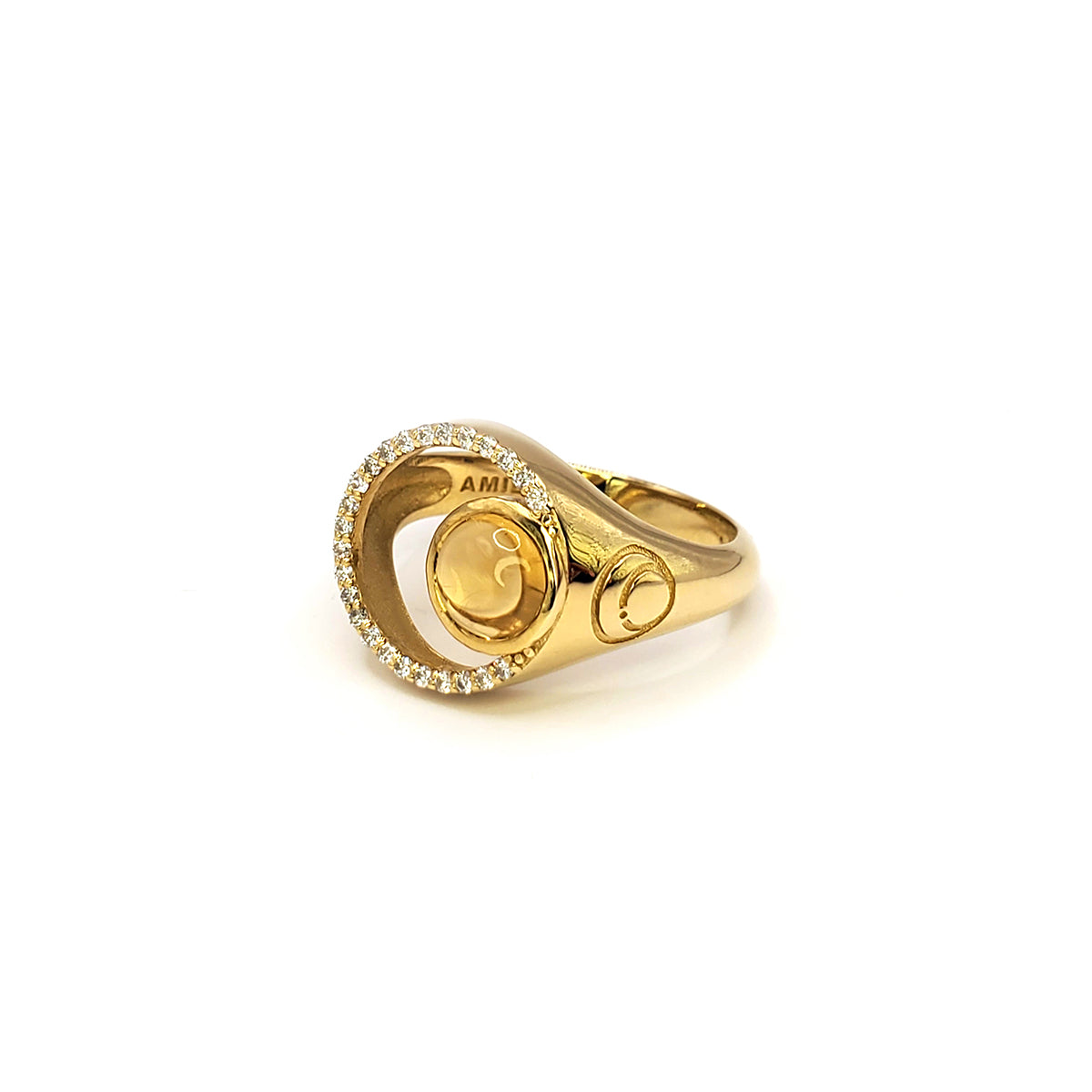 Yellow Gold Fashion Ring with Diamonds and Citrine - AM7002