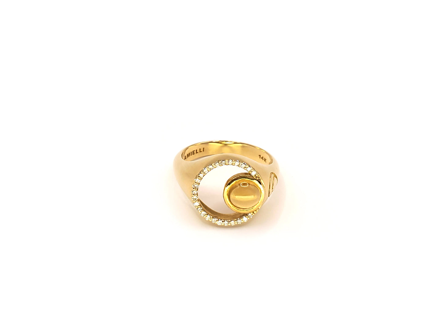 Yellow Gold Fashion Ring with Diamonds and Citrine - AM7002