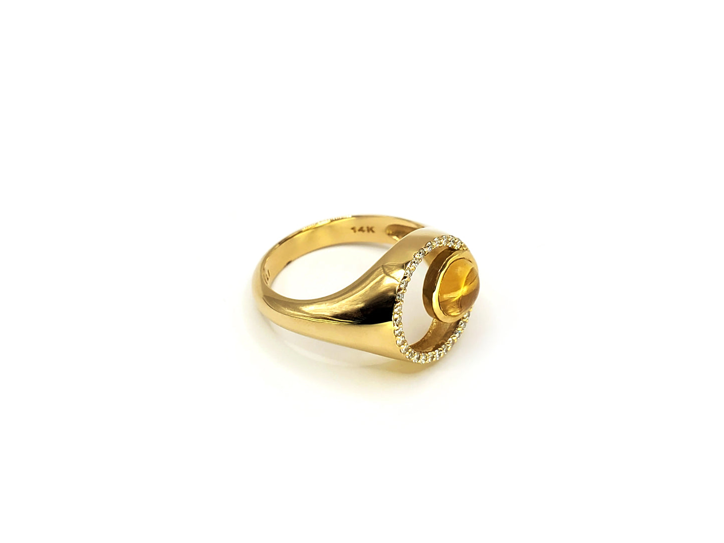 Yellow Gold Fashion Ring with Diamonds and Citrine - AM7002